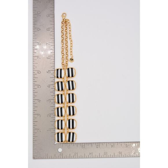 Talbots Statement Necklace Collar Black White Striped Gold Chunky Heavy 90s BinA - Picture 12 of 12